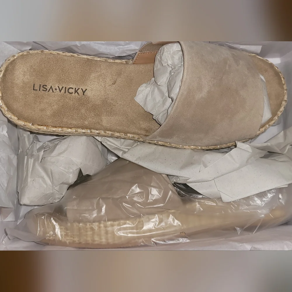 Lisa☆Vicky| Tan Espadrille Wedge Sandals | Women's 9.5M - Picture 4 of 6